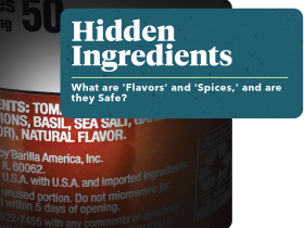 The ingredients panel on a can of food that includes "natural flavors"